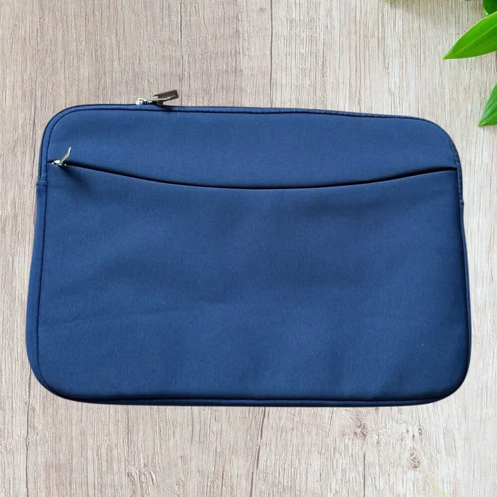 Laptop Sleeve 14” Soft Slim with Double Zipper and front zip pocket Blue
